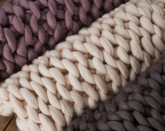 Luxurious Merino Knit Throw. Boho Home Decor Accent