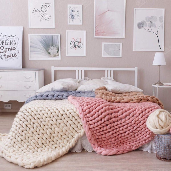 Chunky knit blanket cozy throw. Home gift ideas