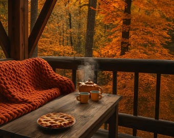 Pumpkin Spice Chunky Knit Blanket – Merino Wool Fall Throw