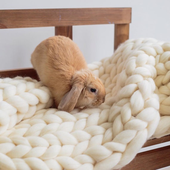 Ivory Heavy Blanket Weighted Chunky Throw Etsy