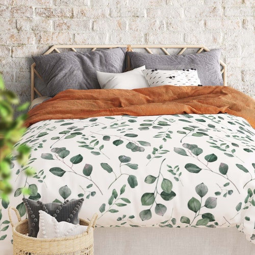 Watercolour Eucalyptus Duvet Cover Twin/queen. Farmhouse Etsy