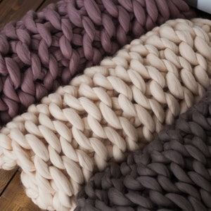 Chunky blanket. Merino wool bulky throw. Jumbo knit braid throw blanket image 5