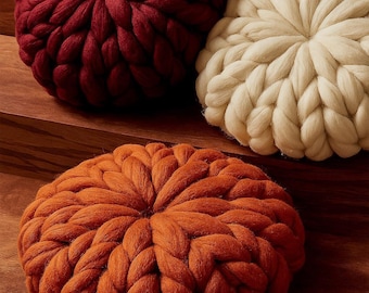 Chunky Knit Round Cushion Trio – Fall Decor Pillows