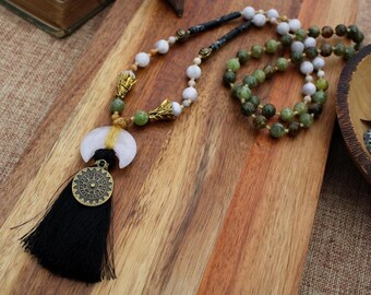 Dragon Jade Mala – Turquoise, Serpentine, Crystal Healing Beads