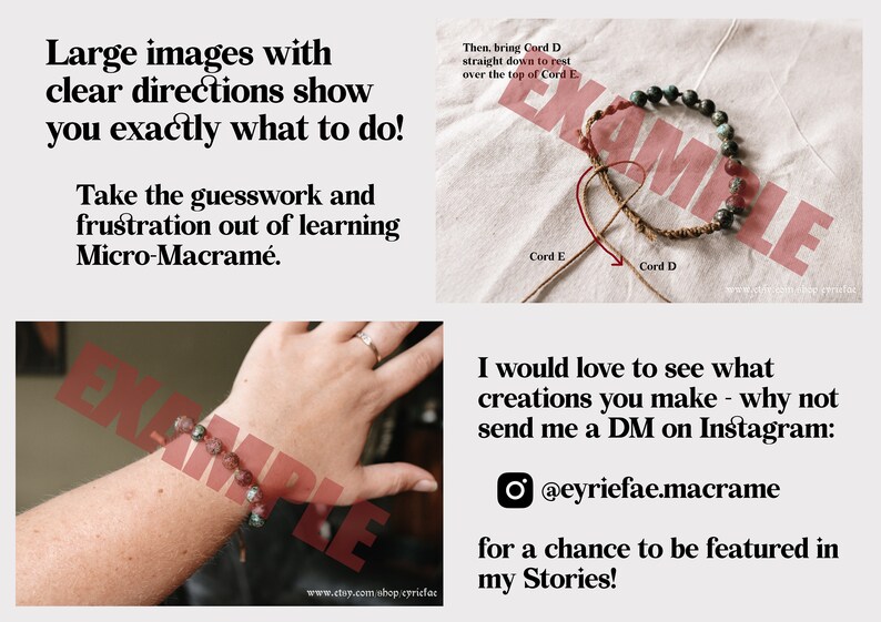 May include: A close-up image of a person's wrist wearing a brown and red beaded bracelet. The bracelet is made with small, round beads and has a simple design. The image is accompanied by text that encourages viewers to share their own creations on Instagram.