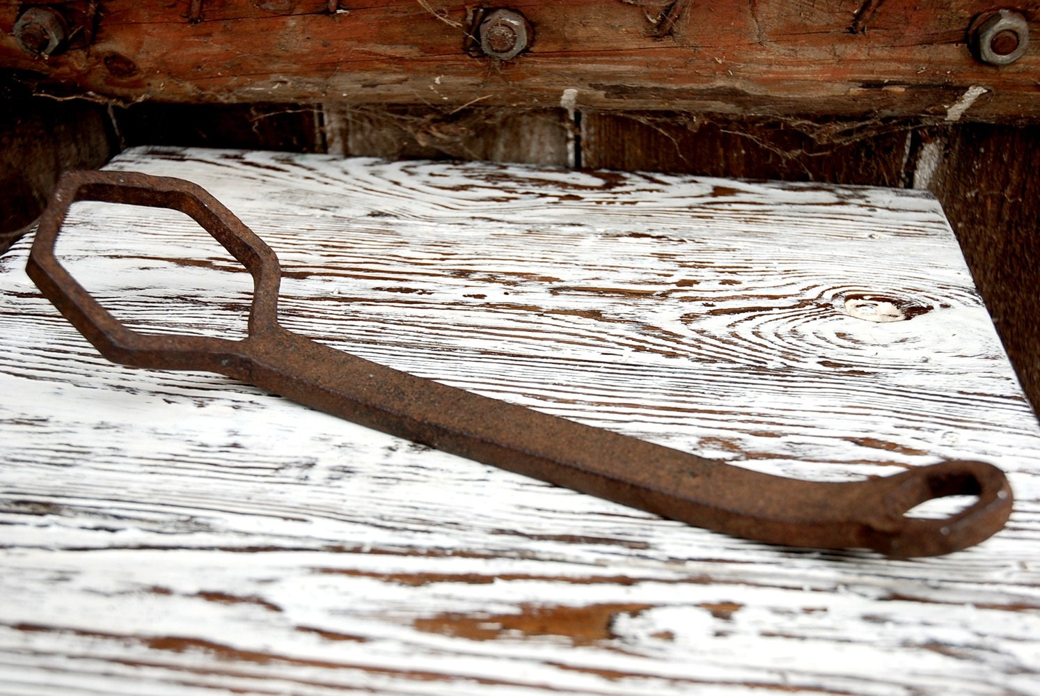 Antique Wrench Vintage Cast Iron Wrench Rusty Hexagon Hand Etsy