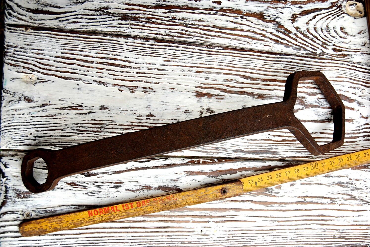 Antique Wrench Vintage Cast Iron Wrench Rusty Hexagon Hand Etsy