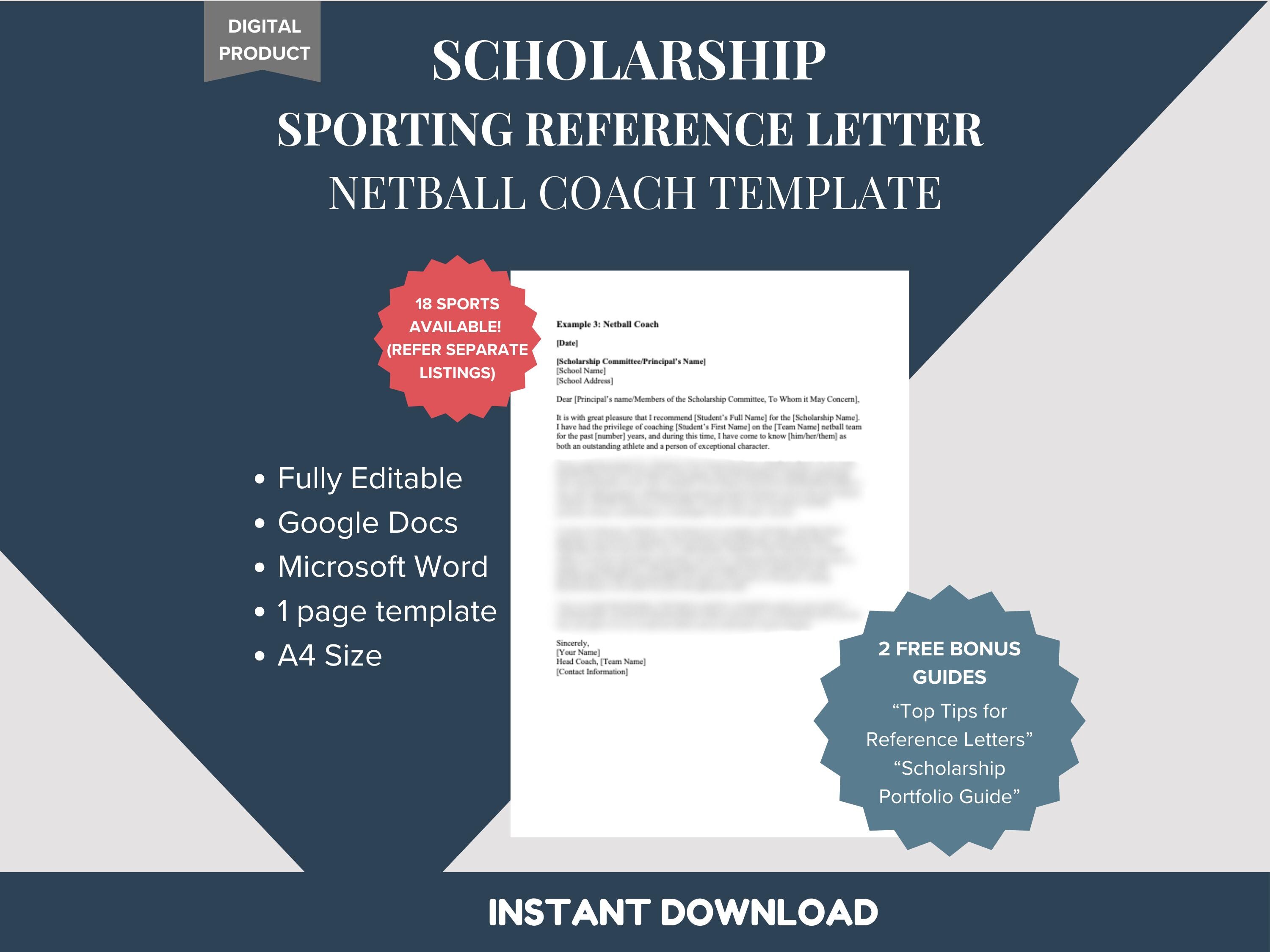 Netball Coach Recommendation Letter Template - Professional Character ...