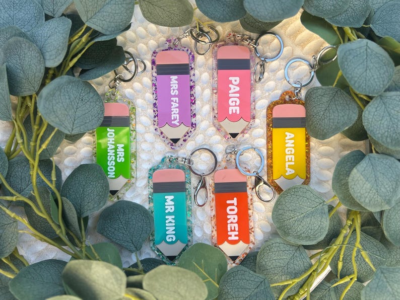 Glitter Rainbow Pencil Keychain - Etsy Australia