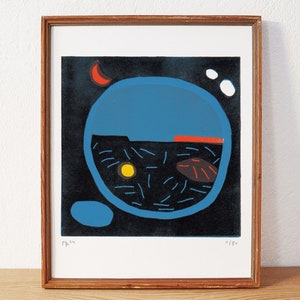 certain colours 5 · original linocut on paper · handmade and signed · limited · abstract art · modern artwork