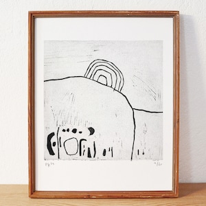 ungewisser ort 5 · original Linolschnitt auf Papier · handgemacht und signiert · limitiert · Kunst · Linoldruck