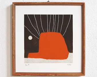 uncertain place 18 · original linocut on paper · handmade and signed · limited