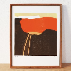 certain colours 1 · original linocut on paper · handmade and signed · limited · abstract art · modern artwork