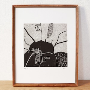 map 6 · original linocut on paper · handmade and signed · limited · abstract art · modern artwork