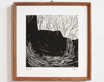 uncertain place 3 · original linocut on paper · handmade and signed · limited edition · art