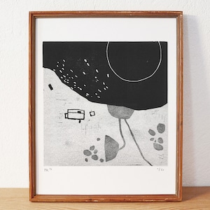 karte 3 · original Linolschnitt auf Papier · handgemacht und signiert · limitiert · Kunst · Linoldruck