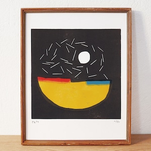 certain colours 4 · original linocut on paper · handmade and signed · limited · abstract art · modern artwork