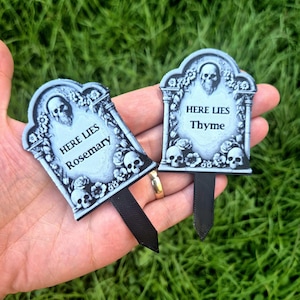 Personalised Gothic Gravestone Herb Plant Garden Stakes Labels