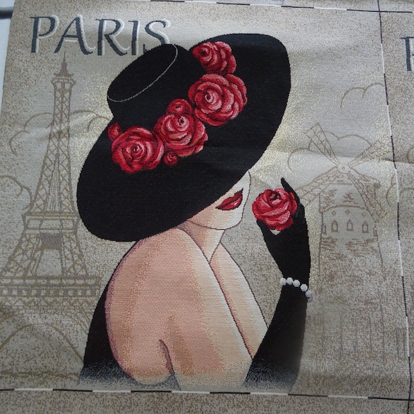 Vignette de tissu femme PARIS tissu d'ameublement 47cmX47cm