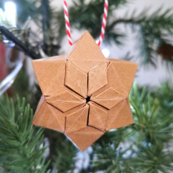 Origami Stars,Christmas tree Decoration,paper star,handmade, glitter,Gold,Silver