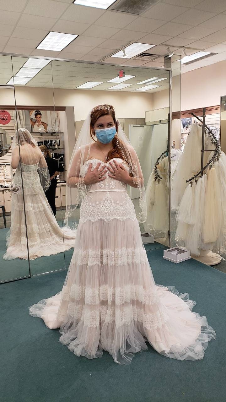 Melissa Sweet Banded Lace Point D esprit Tulle Wedding Dress and Veil Etsy