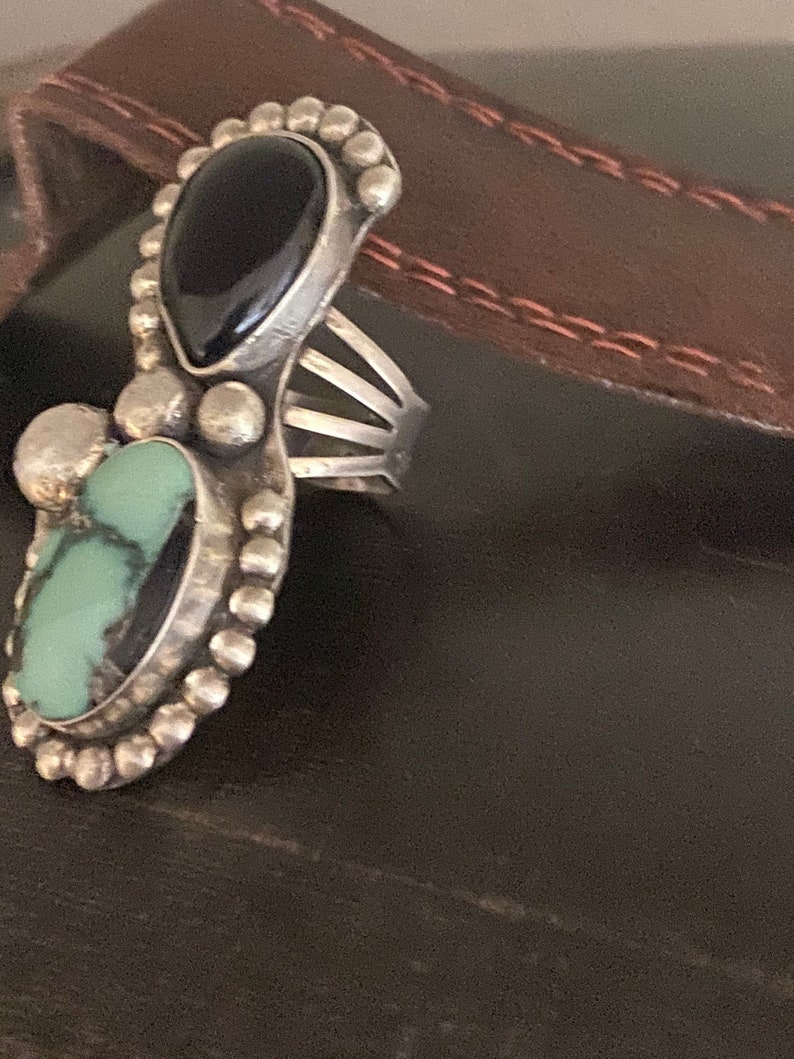 Variscite and onyx statement ring