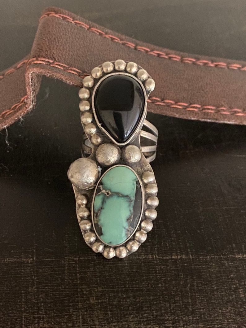 Variscite and onyx statement ring