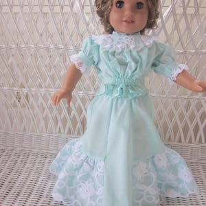 Victorian Era Two-Piece Dress Handmade to Fit American Girl & Other 18 In. Dolls. Romantic 1800's Doll Dress. Feminine Shirtwaist For Dolls.