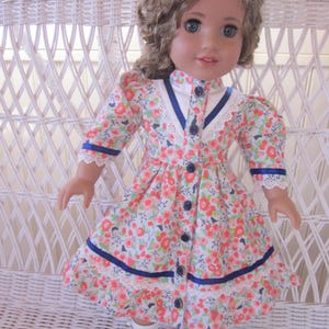 Lovely Vintage 1800's Style Dress With Leg-O-Mutton Sleeves Handmade to Fit American Girl and Other 18 Inch Dolls.  "Holly and Lace" Dress.