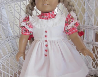 Prairie Ruffles Pioneer Era Doll Dress Handmade to Fit American Girl & Other 18 In Dolls.  Pinafore 1800's Doll Dress. Civil War Doll Dress.