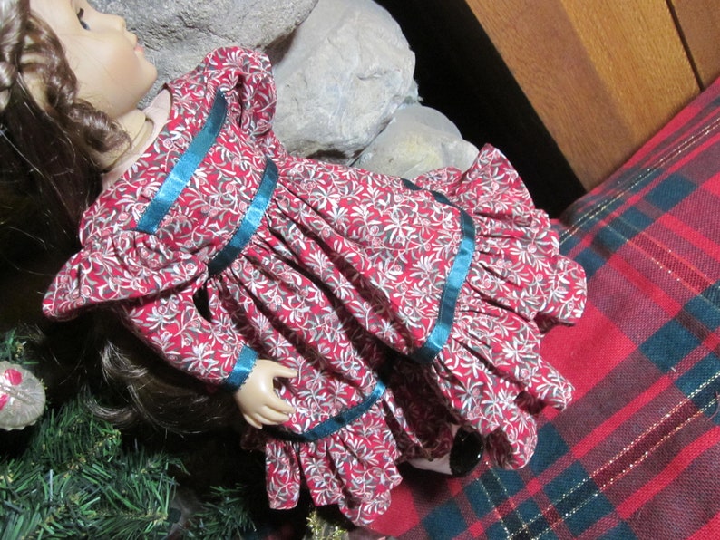 18 1800/'s Doll Gigot Sleeve DressDoll Holiday-Christmas Dress Handmade to Fit American Girls  Marie Grace Addy Etc. Cecile