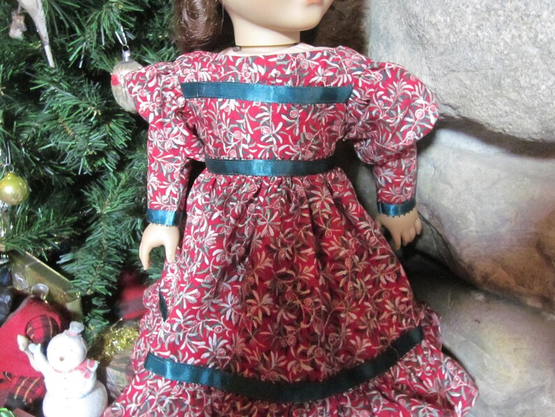 18 1800/'s Doll Gigot Sleeve DressDoll Holiday-Christmas Dress Handmade to Fit American Girls Marie Grace Addy Etc. Cecile