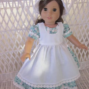 Long 1800&#39;s Pinafore Dress Handmade to Fit American Girl and Other 18 Inch Dolls.  Civil War Doll Dress.  Old Fashioned Doll Dress.