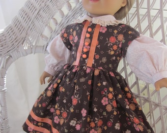 ON SALE!!  Civil War Style Doll Dress for 18" American Girl Doll, Floral Quilter's Cotton