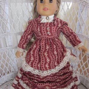 Literary Society Doll Dress Handmade Fits American Girl & Other 18" Dolls.  1800's Bustle Dress Fits 18" Historical Dolls Like Marie Grace