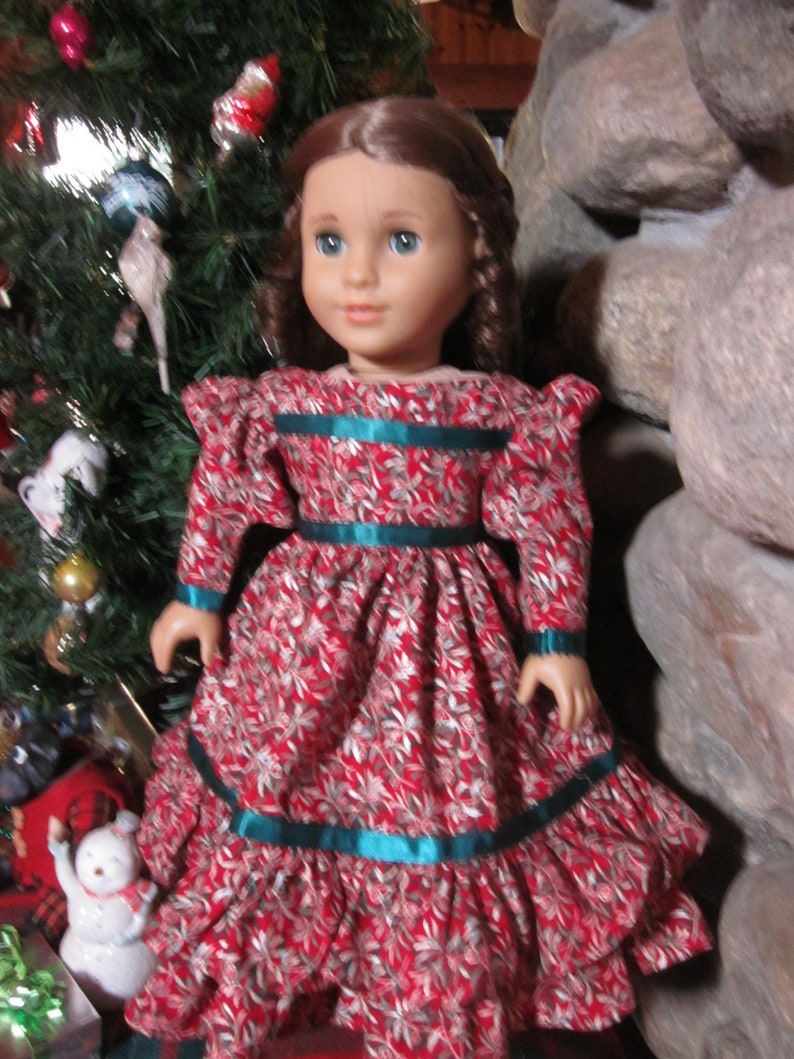 18 1800/'s Doll Gigot Sleeve DressDoll Holiday-Christmas Dress Handmade to Fit American Girls Marie Grace Addy Etc. Cecile