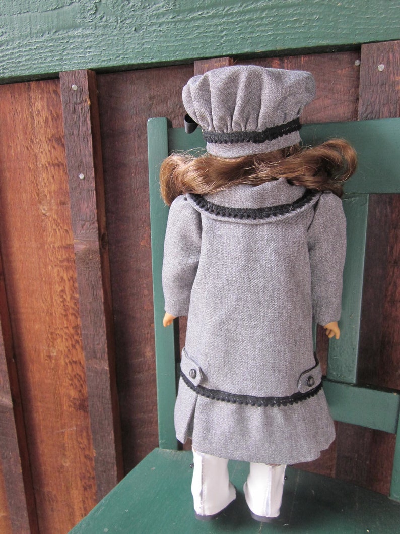 Vintage Czek Glass Buttons Early 20th Century Dolls 18 Edwardian Era Doll Coat /& Hat Grey With Black Satin Lining Rebecca AG Samantha