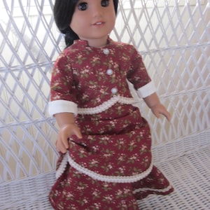 Two-Piece 1870's Bustle Dress Handmade to Fit American Girl & Other 18" Dolls.  Victorian Era Doll Dress.  Vintage Style Doll Dress.