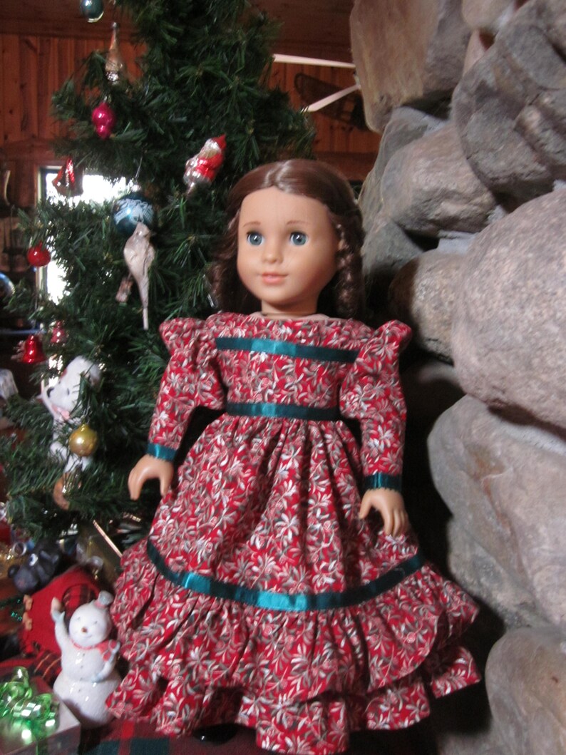 18 1800/'s Doll Gigot Sleeve DressDoll Holiday-Christmas Dress Handmade to Fit American Girls Marie Grace Addy Etc. Cecile
