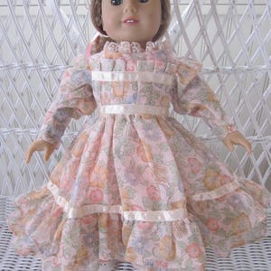 18" Historical Doll Gigot Sleeve Dress, & Satin Petticoat Handmade to Fit American Girl Dolls Marie Grace, Addy, Cecile, Samantha, Rebecca