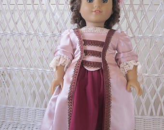 ON SALE!!  Handmade 1700s Satin Sacque Gown for 18-inch Dolls