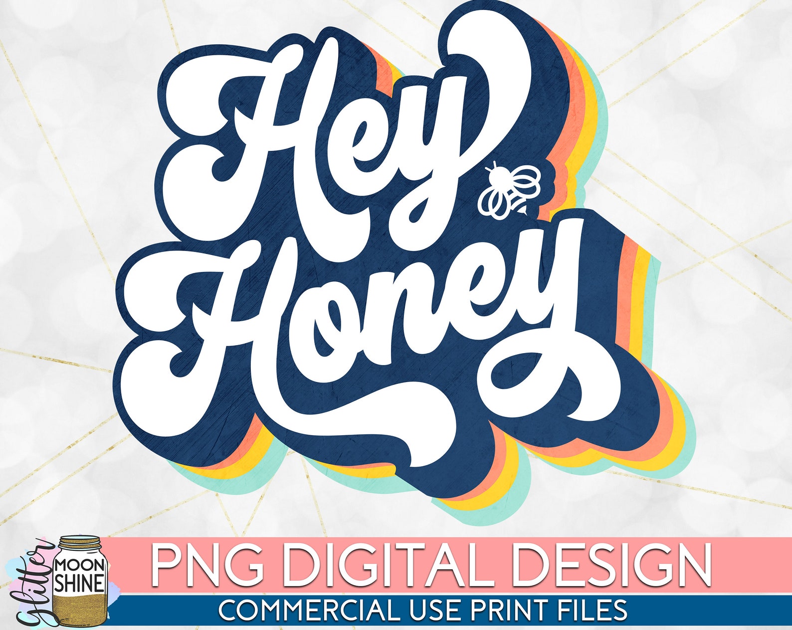 Hey Honey Retro Bee PNG Print File for Sublimation or Print Etsy