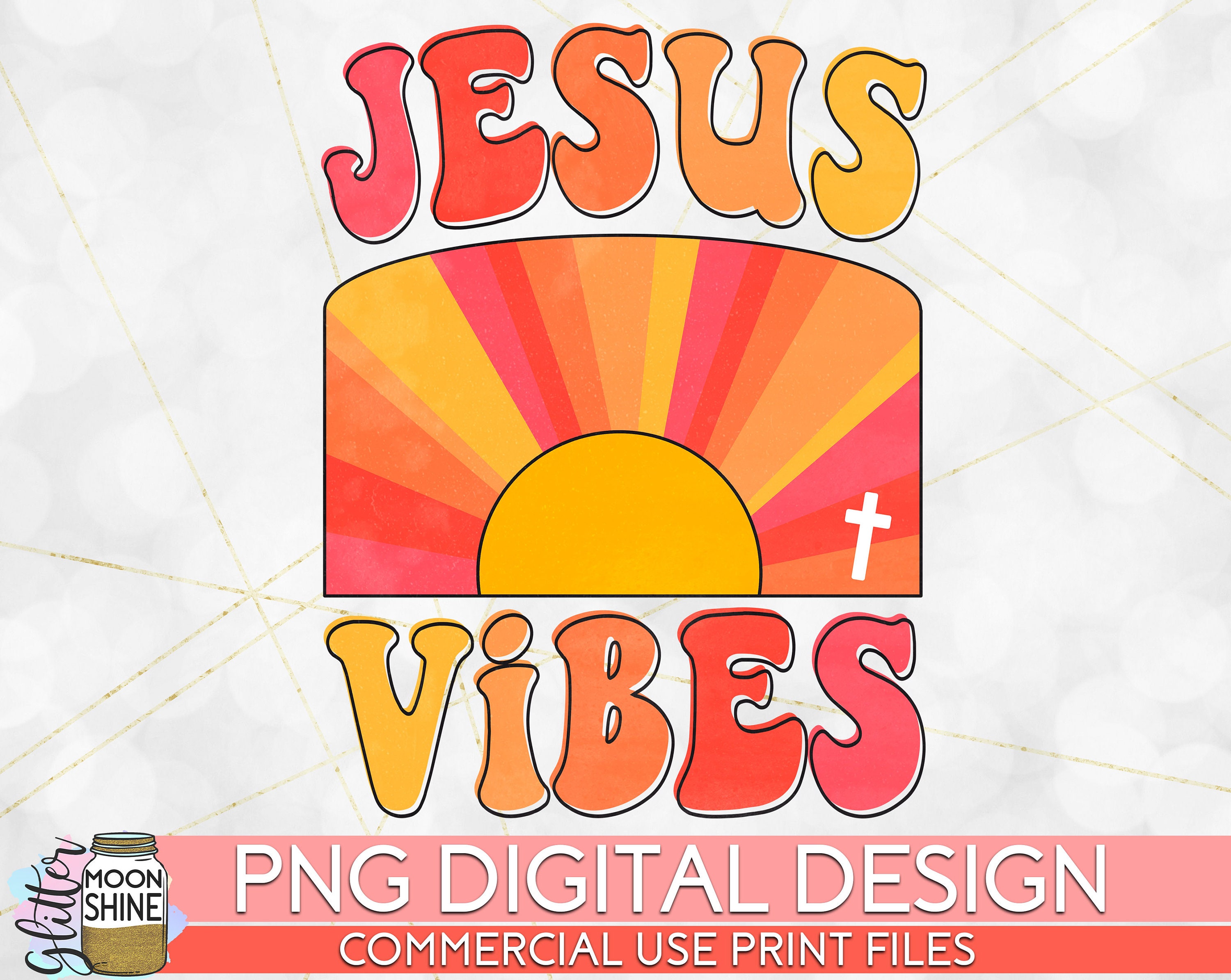 Jesus vibes retro sun png print file for sublimation or print  etsy