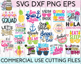 Summer Vibes Bundle of 23 svg eps dxf png Files for Cutting Machines Cameo Cricut, Flamingo, Be A Pineapple, Shady Beach, Vacation, Spring