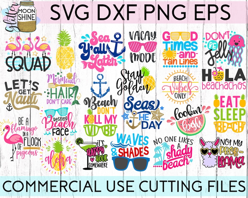 Download Summer Vibes Bundle of 23 svg eps dxf png Files for Cutting | Etsy