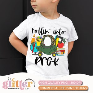 Rollin' Into Pre-K Camo PNG Print File for Sublimation Or Print, DTG, School Sublimation, School Designs, Back to School, Boys