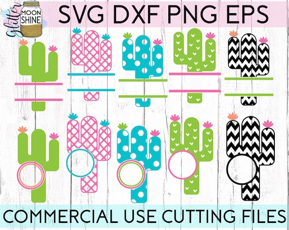 Cactus Monogram Frame Bundle Of 15 Svg Dxf Eps Png Files For Etsy