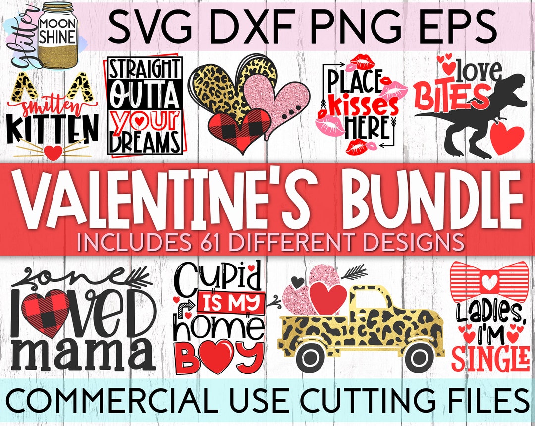 BIG Valentine's Bundle of 61 Svg Eps Dxf Png Files for Cutting Machines ...