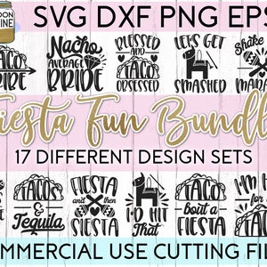 Fiesta Fun Bundle of 17 svg eps dxf png Files for Cutting Machines Cameo Cricut, Funny Bachelorette Party, Cinco De Mayo, Tacos and Tequila