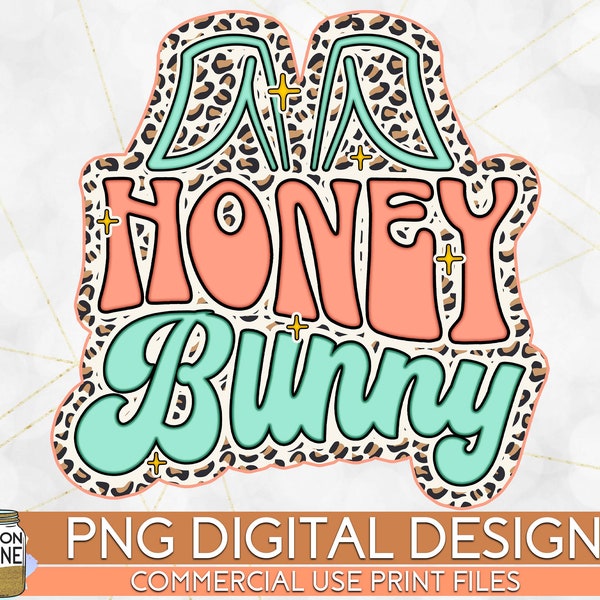 Honey Bunny Retro Leopard Peach PNG Print File for Sublimation Or Print, DTG Designs, Easter Sublimation, Easter PNG, Funny Easter